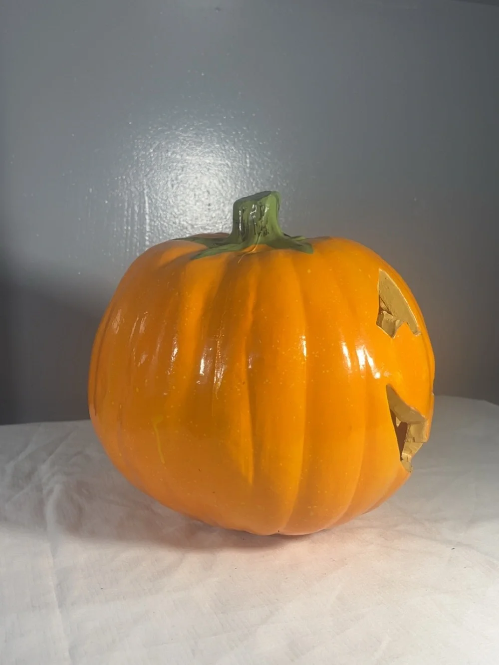Orange Ceramic Jack-O'-Lantern Pumpkin Décor